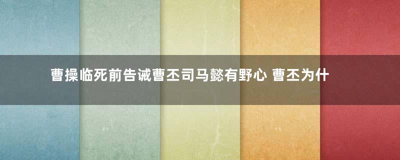 曹操临死前告诫曹丕司马懿有野心 曹丕为什么还要重用司马懿